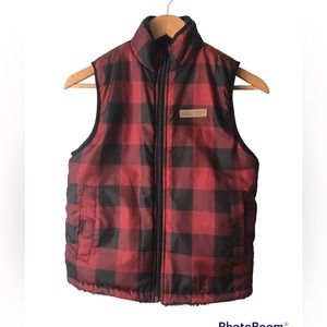 David Bitton checkered Sherpa reversible vest youth/childrens size 7/8